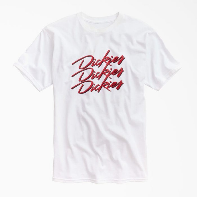 Dickies Retro Script Grafice T-Shirt Albi | EWKL7272