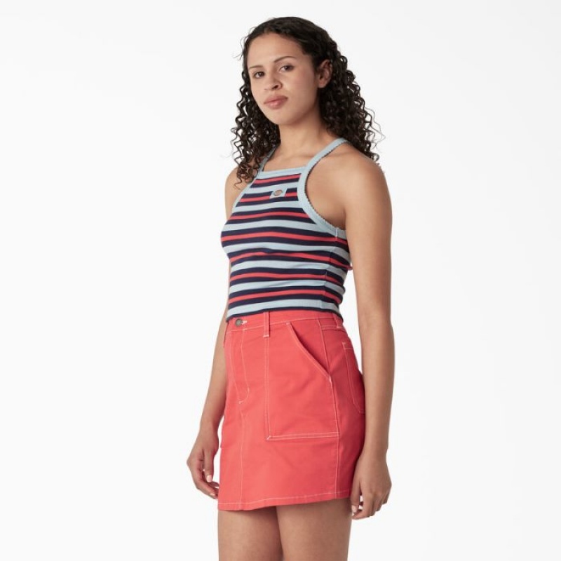 Dickies Rib Knit Cropped Tank Top Albastri | WLRH0952
