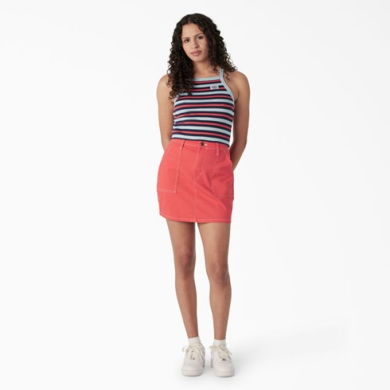 Dickies Rib Knit Cropped Tank Top Albastri | WLRH0952