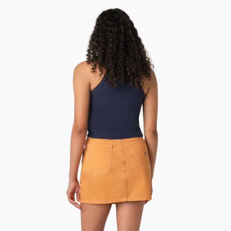 Dickies Rib Knit Cropped Tank Top Bleumarin | JRBK8768