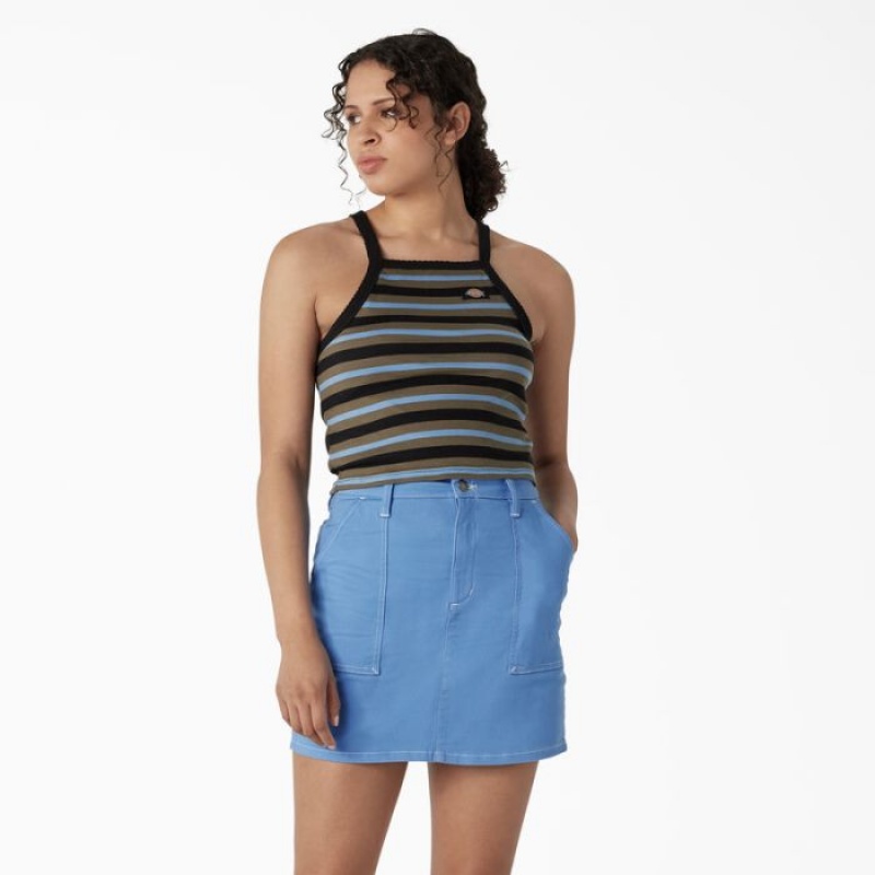 Dickies Rib Knit Cropped Tank Top Negrii | TYDS9984