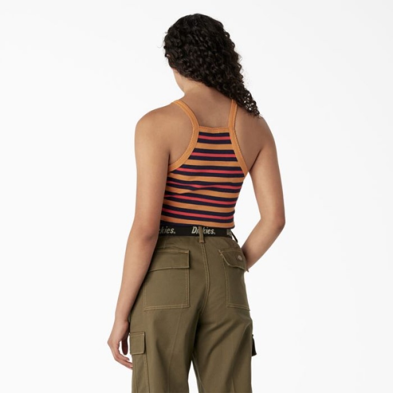 Dickies Rib Knit Cropped Tank Top Stripes | PQHQ4625