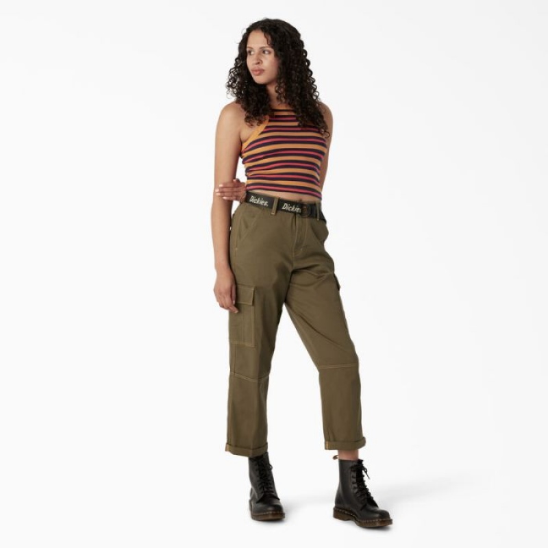 Dickies Rib Knit Cropped Tank Top Stripes | PQHQ4625