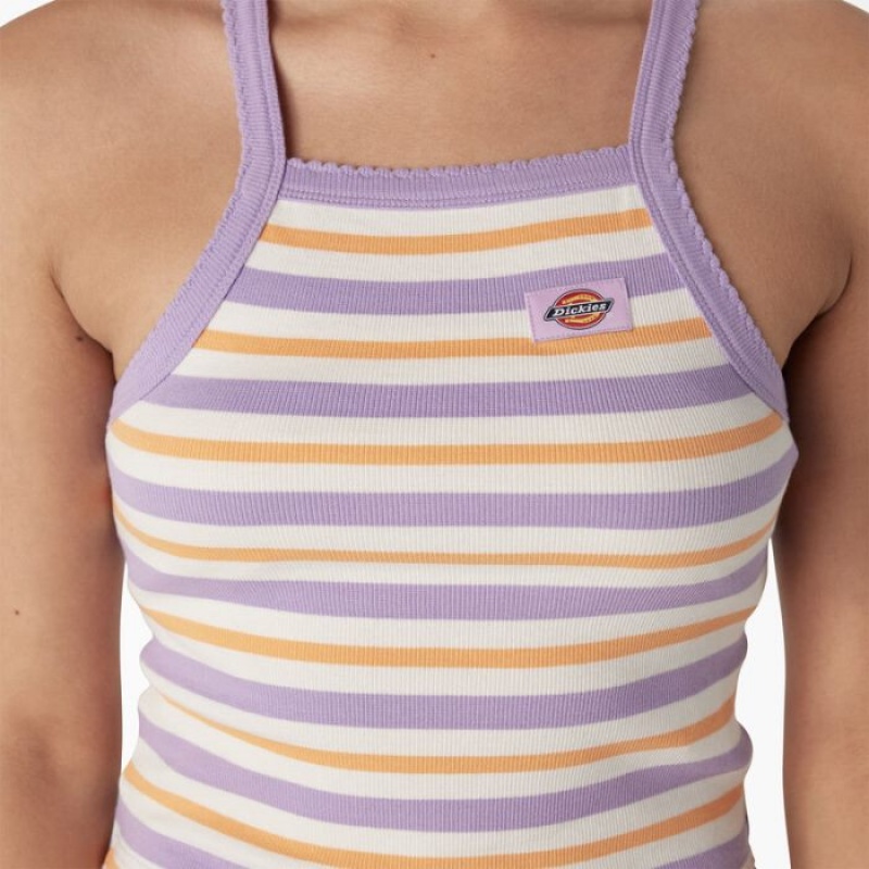 Dickies Rib Knit Cropped Tank Top Violet | GHVI3262