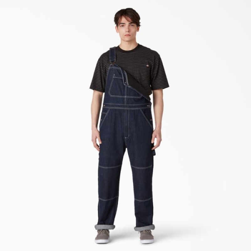 Dickies Rinsed Denim Double Knee Bib Overalls Regular | OCFJ6715