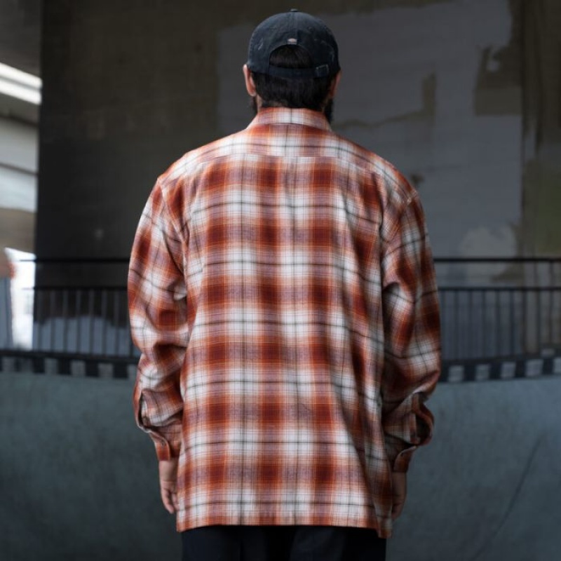 Dickies Ronnie Sandoval Brushed Flannel Shirt Burnt Ombre Plaid | NAEL9656
