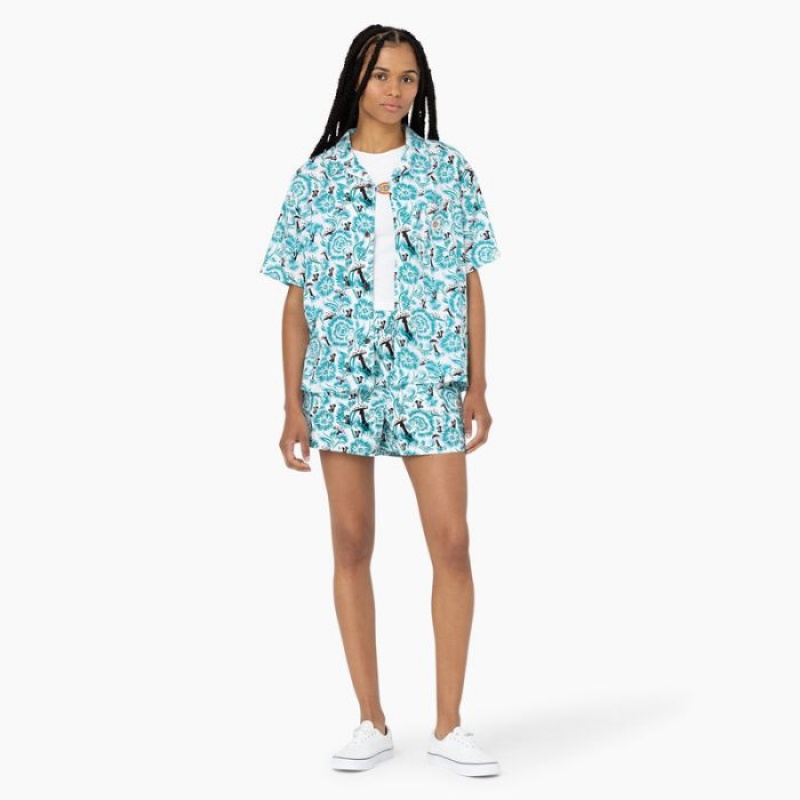 Dickies Roseburg Scurte Sleeve Shirt Albastri | FYDY3208