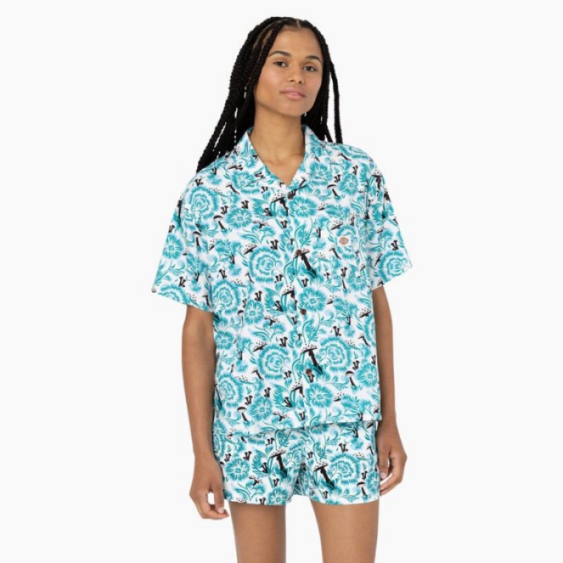 Dickies Roseburg Scurte Sleeve Shirt Albastri | FYDY3208