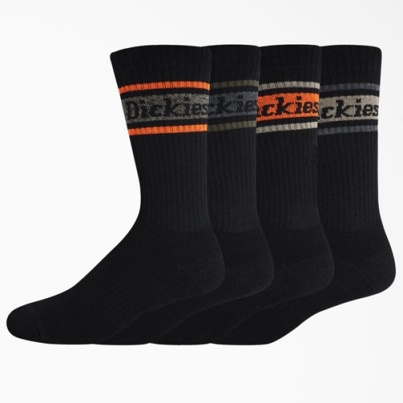 Dickies Rugby Stripe Socks, Size 6-12, 4-Pack Negrii | HFNO2769
