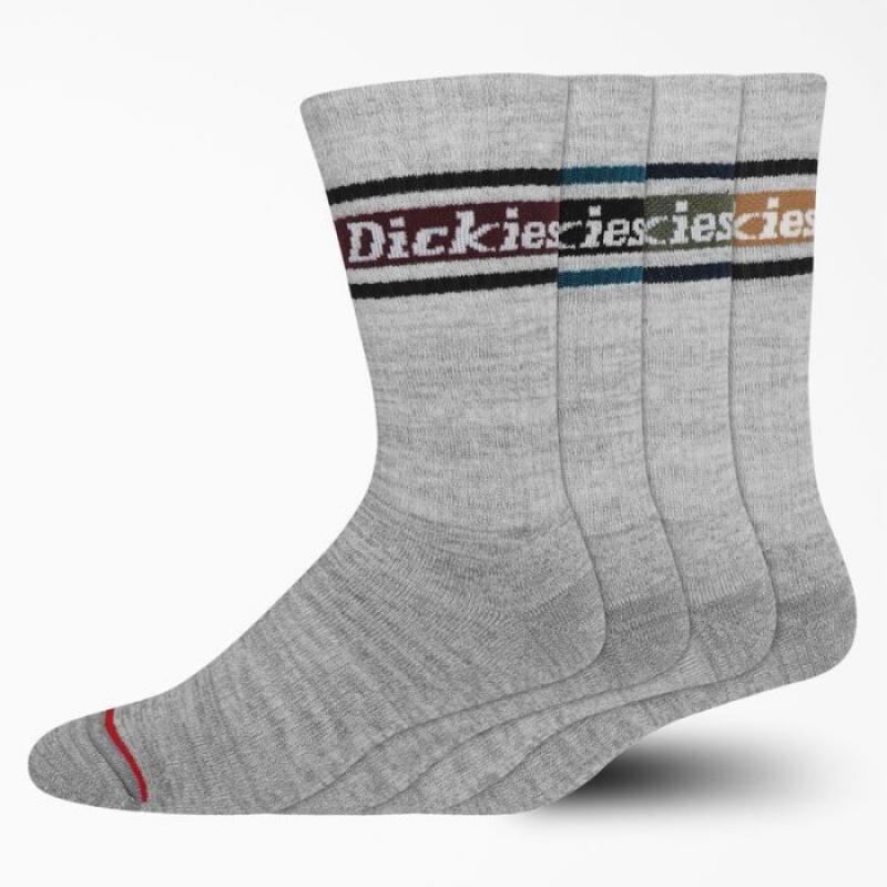 Dickies Rugby Stripe Socks, Size 6-12, 4-Pack Gri | CGUM7259