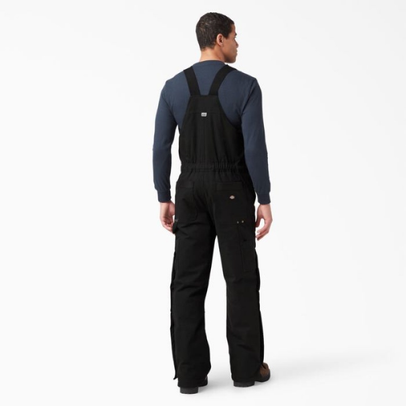 Dickies Sanded Duck Insulated Bib Overalls Negrii | XORS1712