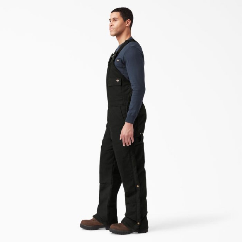 Dickies Sanded Duck Insulated Bib Overalls Negrii | XORS1712