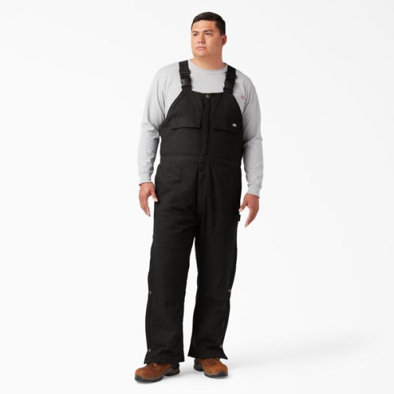 Dickies Sanded Duck Insulated Bib Overalls Negrii | XORS1712