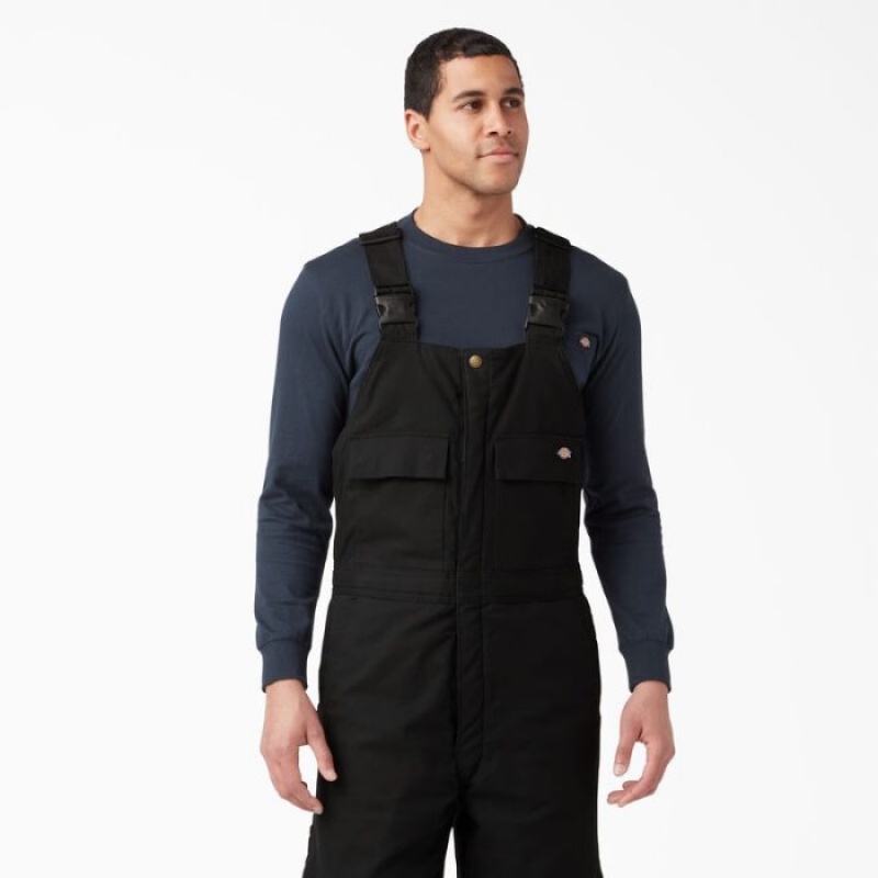 Dickies Sanded Duck Insulated Bib Overalls Negrii | XORS1712