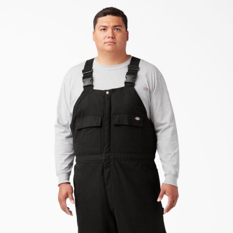 Dickies Sanded Duck Insulated Bib Overalls Negrii | XORS1712
