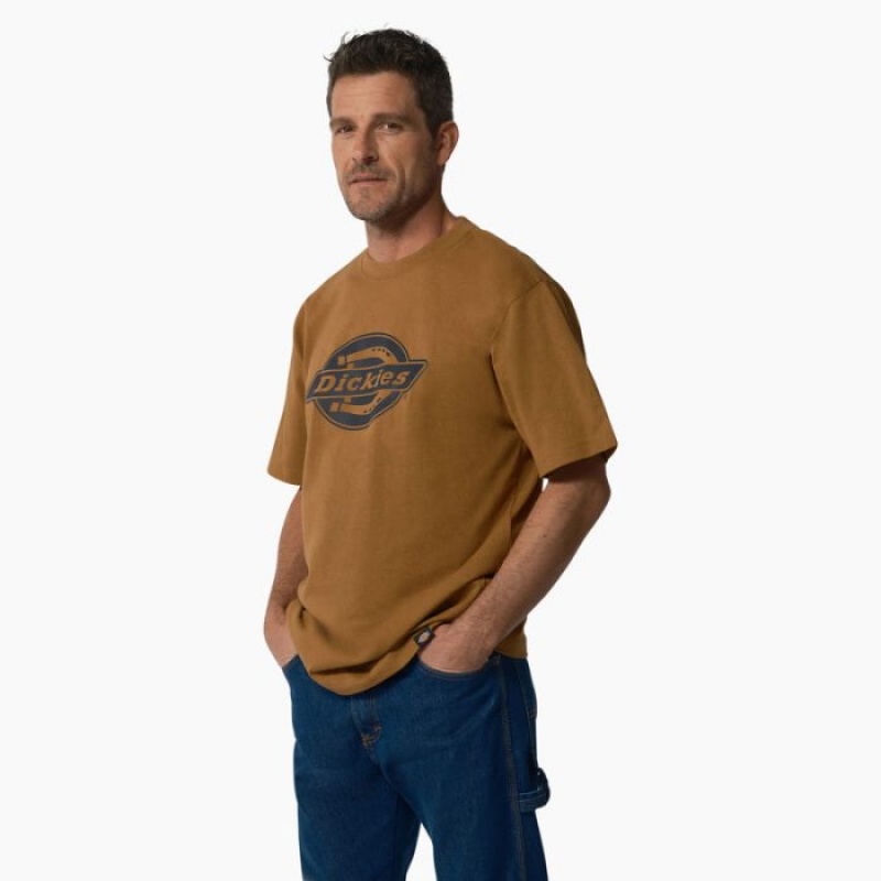 Dickies Scurte Sleeve Heavyweight Logo T-Shirt Maro | LUOU0532