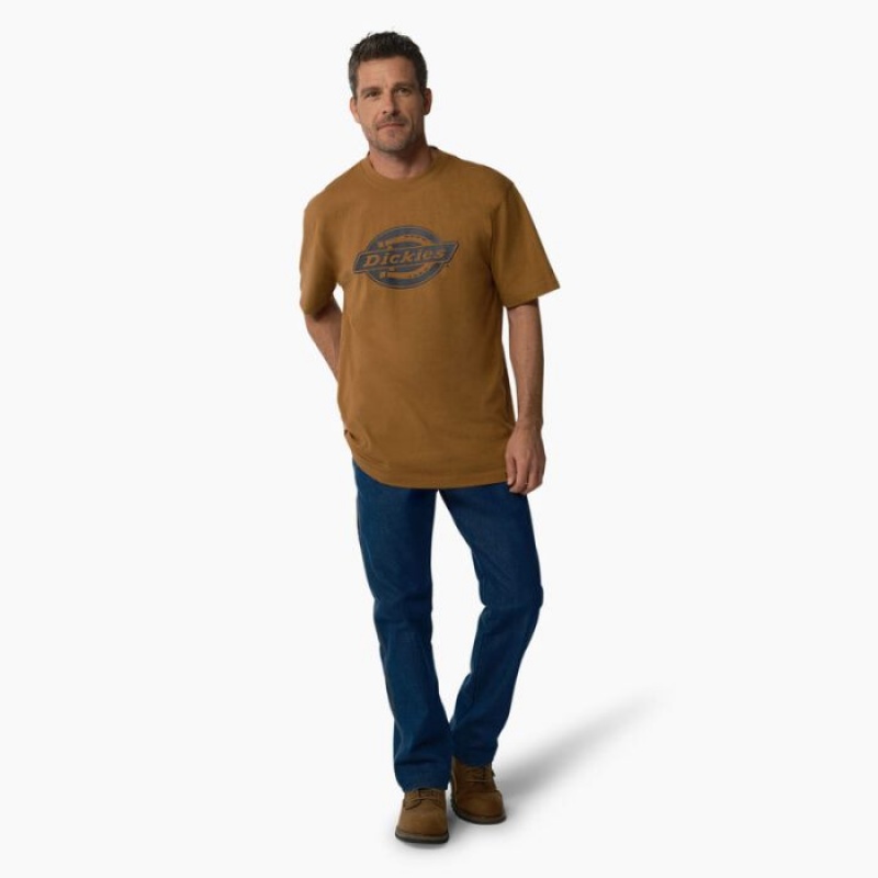 Dickies Scurte Sleeve Heavyweight Logo T-Shirt Maro | LUOU0532