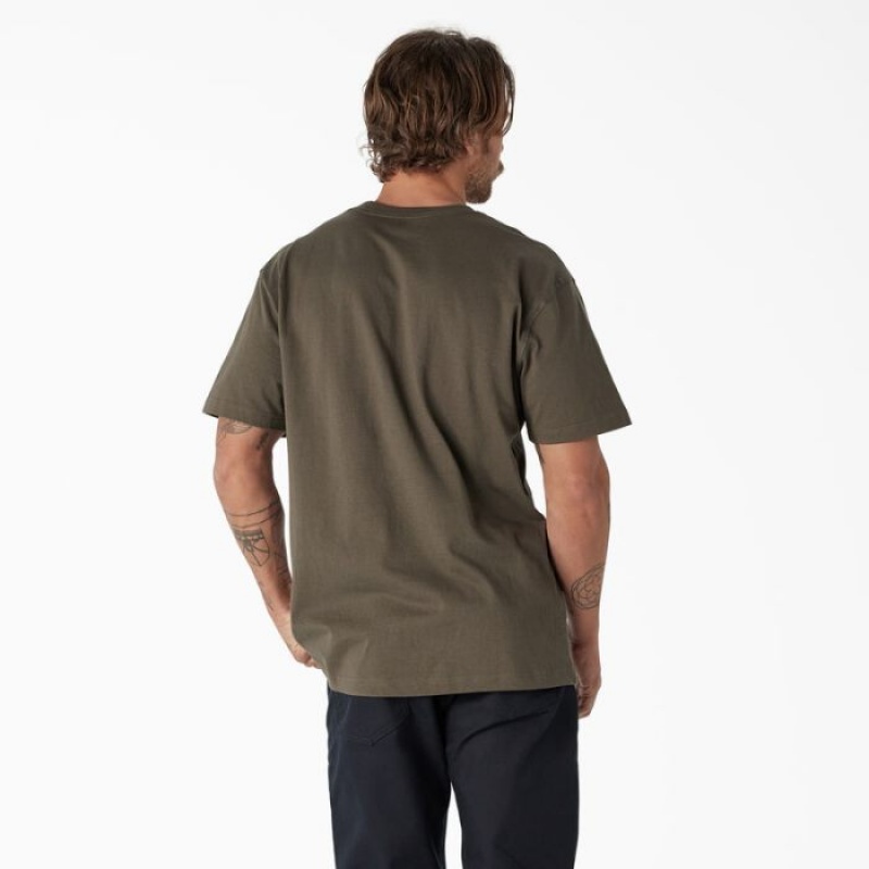 Dickies Scurte Sleeve Heavyweight Logo T-Shirt Verzi | XXOG4685