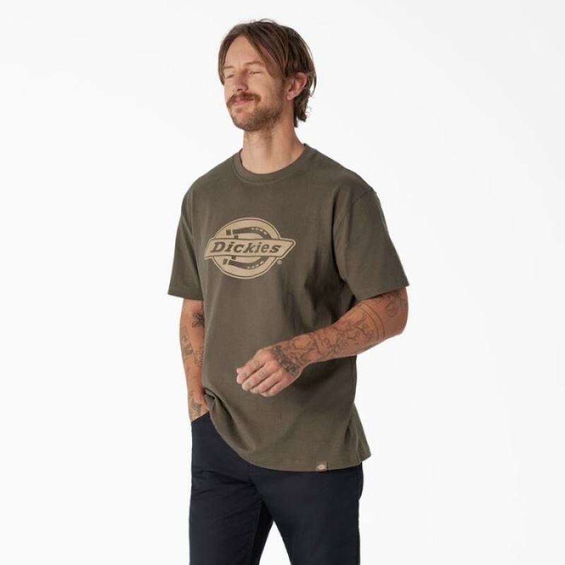 Dickies Scurte Sleeve Heavyweight Logo T-Shirt Verzi | XXOG4685