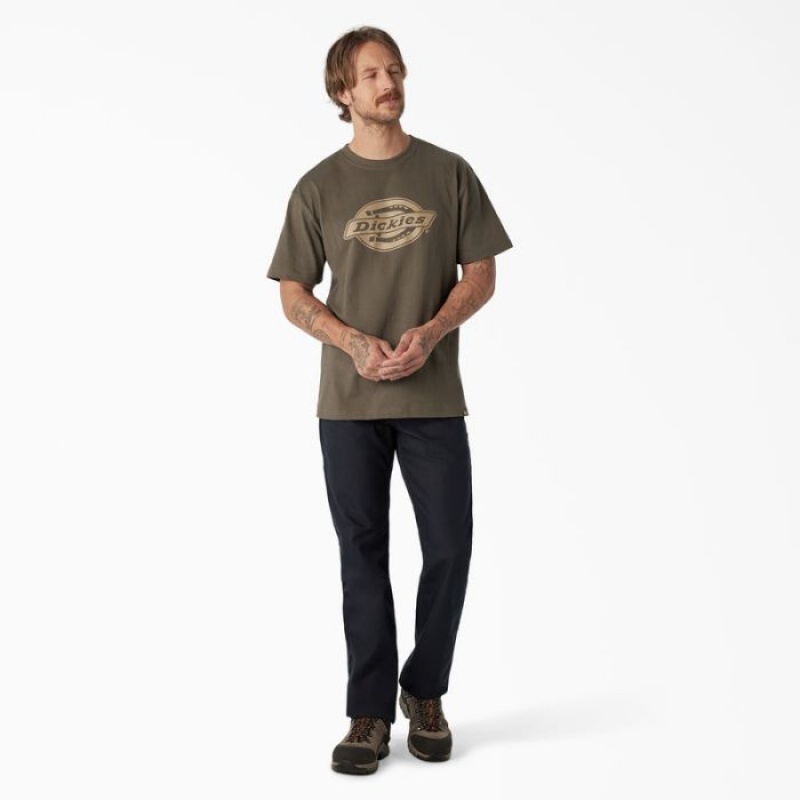 Dickies Scurte Sleeve Heavyweight Logo T-Shirt Verzi | XXOG4685
