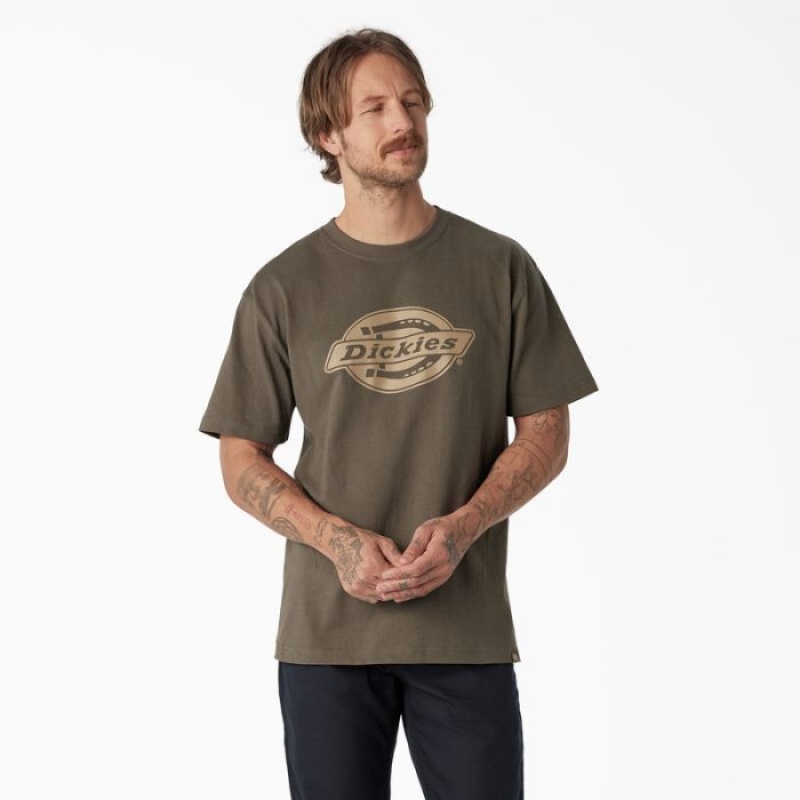 Dickies Scurte Sleeve Heavyweight Logo T-Shirt Verzi | XXOG4685