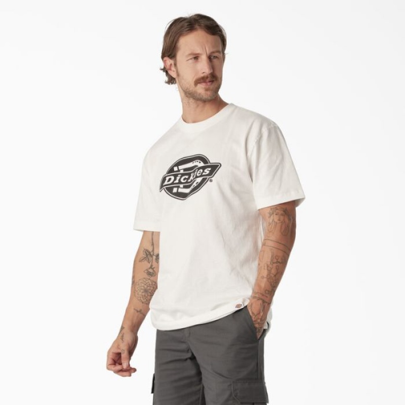 Dickies Scurte Sleeve Heavyweight Logo T-Shirt Albi | JSTQ7439