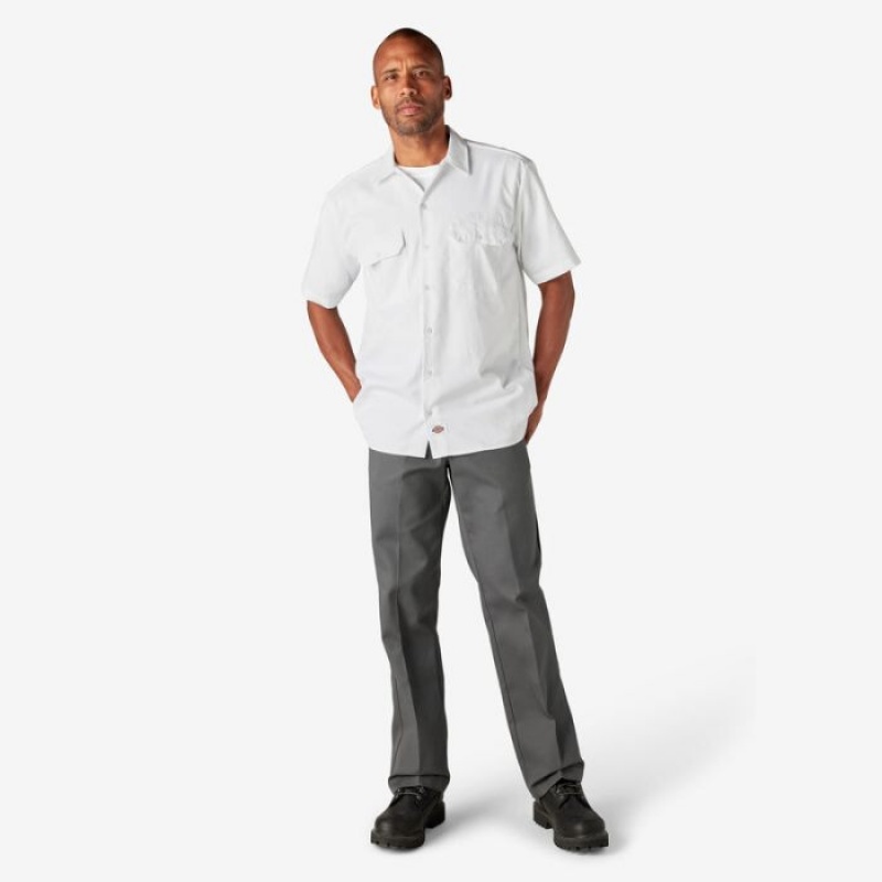 Dickies Scurte Sleeve Lucru Shirt Albi | KZJW7158