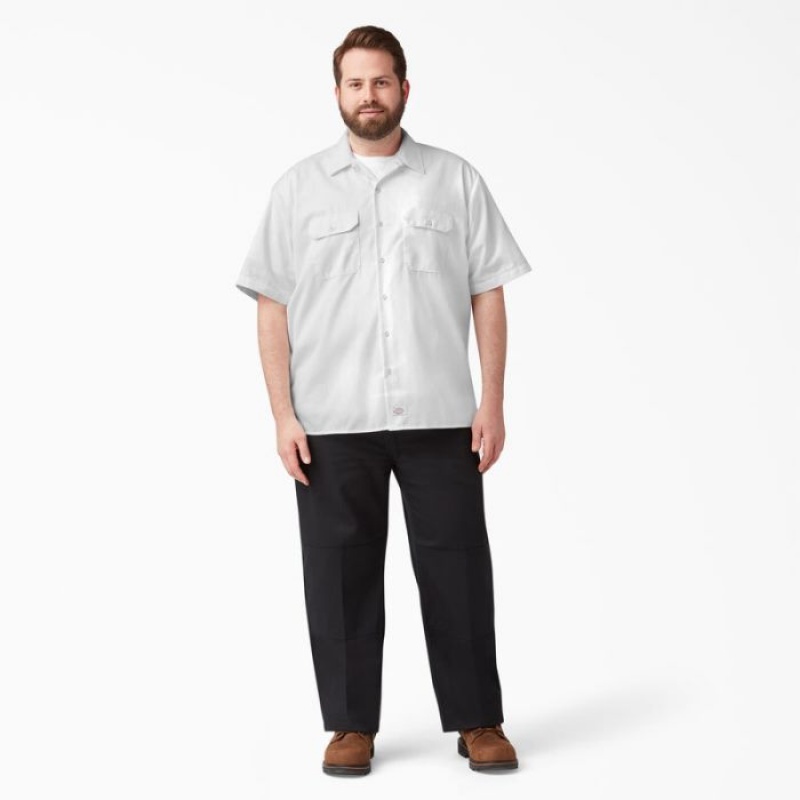 Dickies Scurte Sleeve Lucru Shirt Albi | KZJW7158