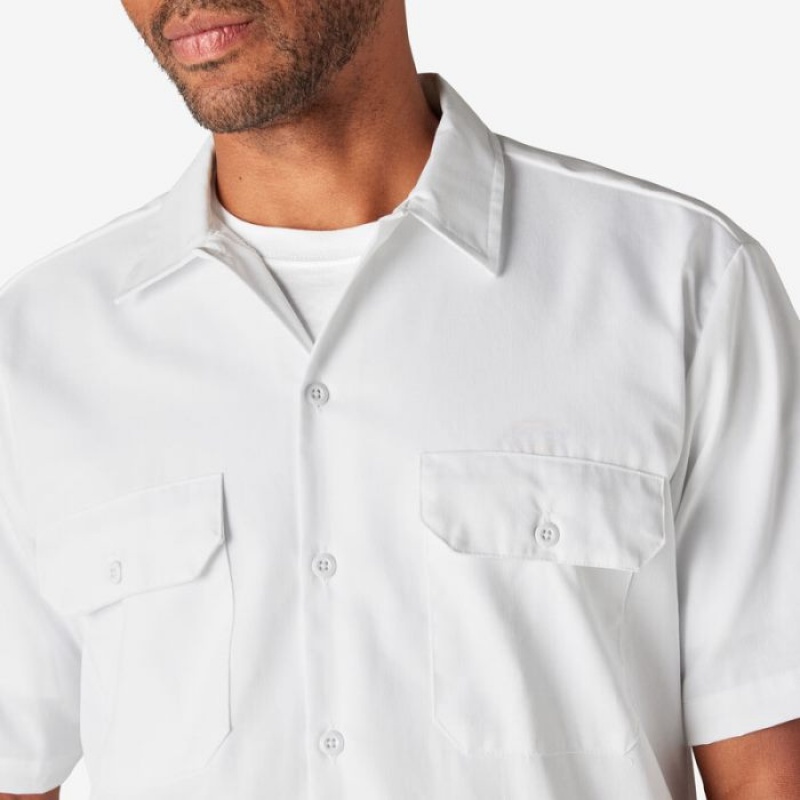 Dickies Scurte Sleeve Lucru Shirt Albi | KZJW7158