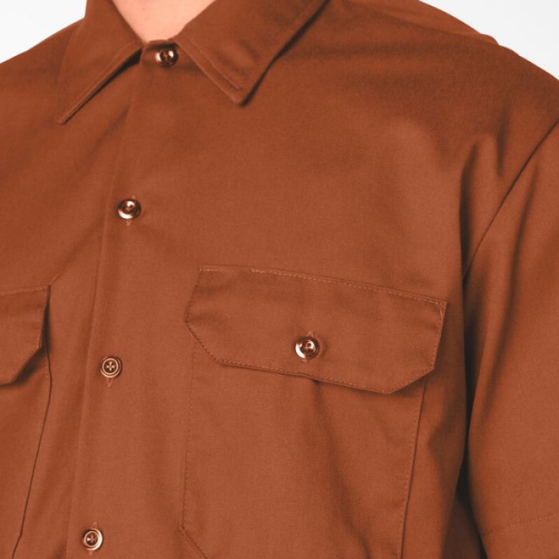 Dickies Scurte Sleeve Lucru Shirt Maro | AQJH7264