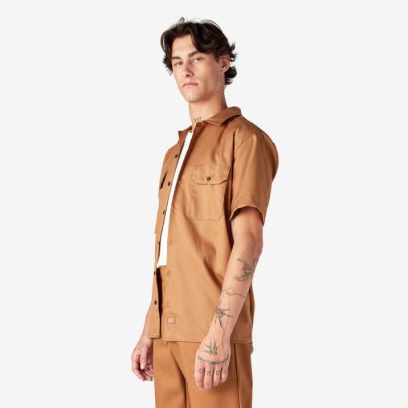 Dickies Scurte Sleeve Lucru Shirt Maro | OGJO7017
