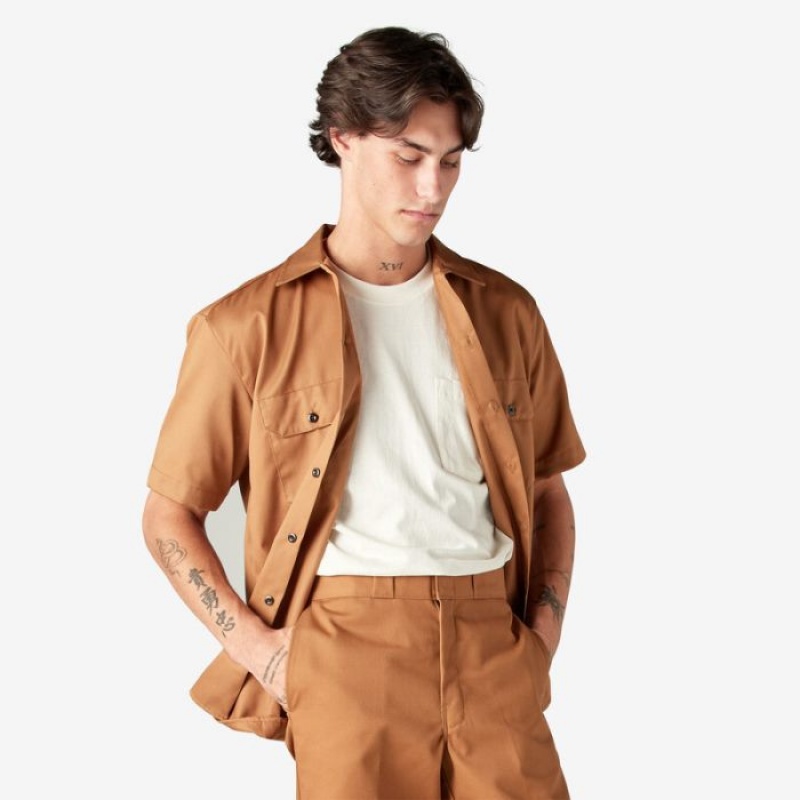 Dickies Scurte Sleeve Lucru Shirt Maro | OGJO7017