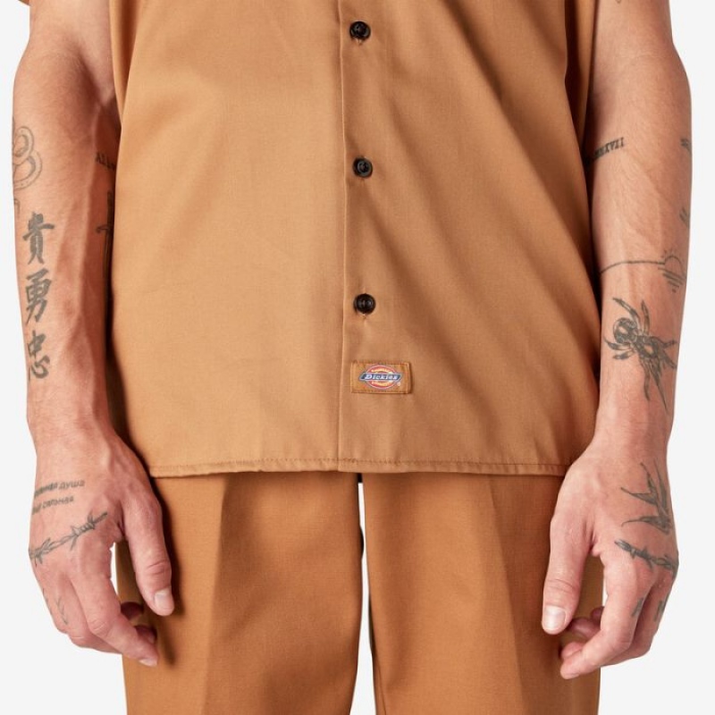 Dickies Scurte Sleeve Lucru Shirt Maro | OGJO7017