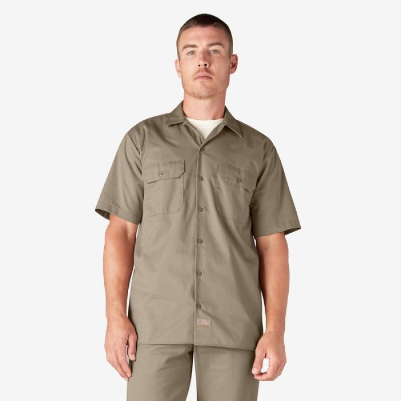Dickies Scurte Sleeve Lucru Shirt Maro | QMVY7642