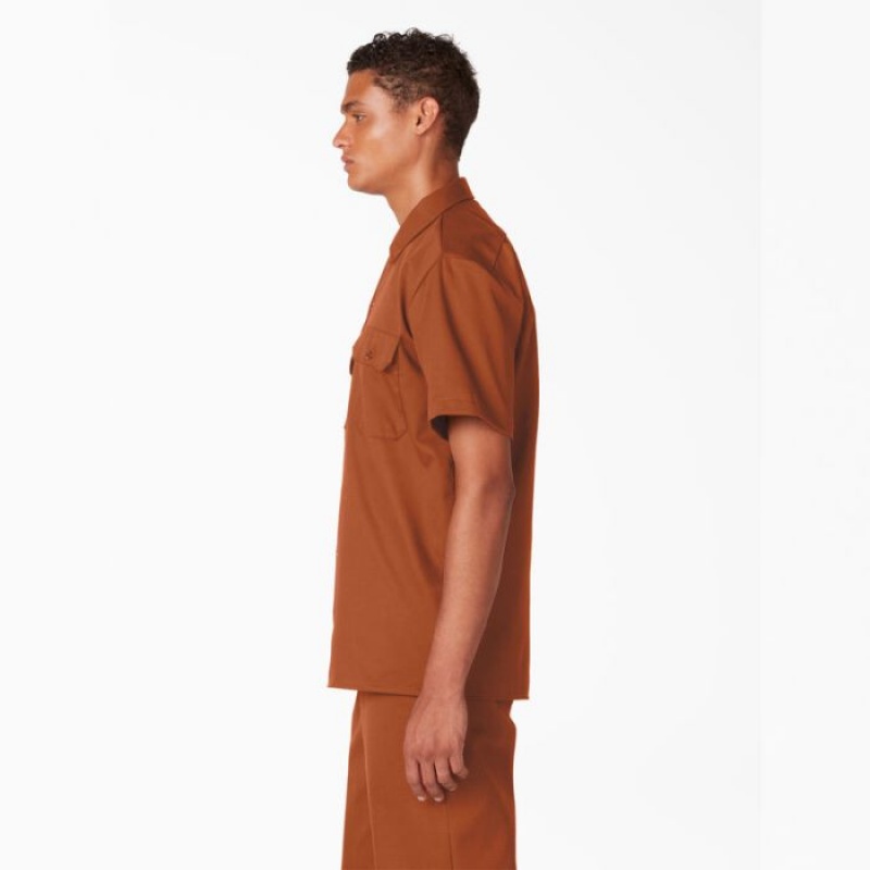Dickies Scurte Sleeve Lucru Shirt Maro | JLOI6385