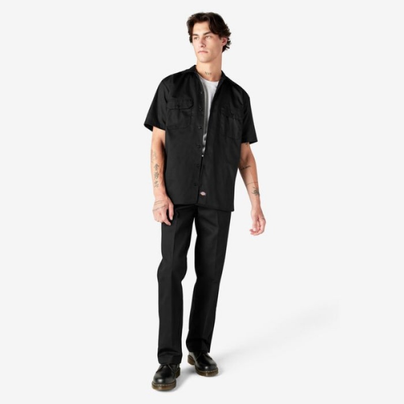 Dickies Scurte Sleeve Lucru Shirt Negrii | WQCY0134