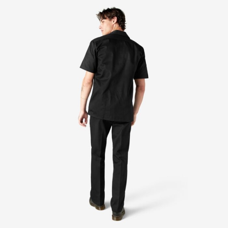 Dickies Scurte Sleeve Lucru Shirt Negrii | WQCY0134