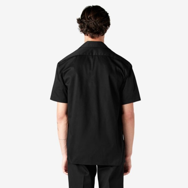 Dickies Scurte Sleeve Lucru Shirt Negrii | WQCY0134