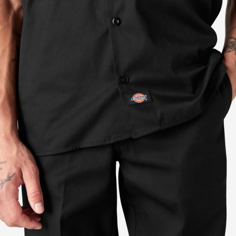Dickies Scurte Sleeve Lucru Shirt Negrii | WQCY0134