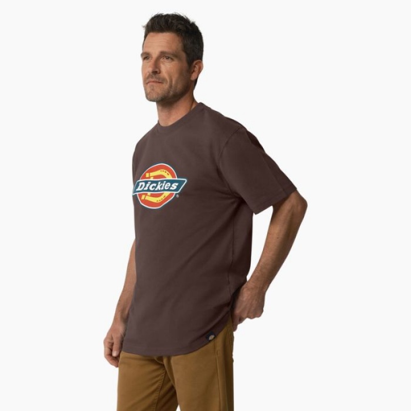 Dickies Scurte Sleeve Tri-Color Logo Grafice T-Shirt Ciocolata Maro | WYXX1784