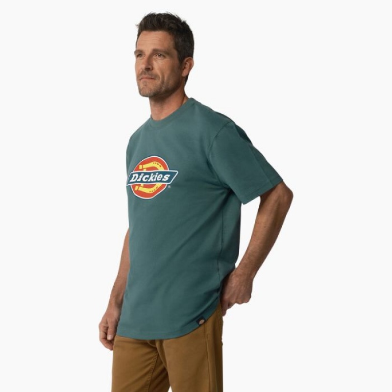 Dickies Scurte Sleeve Tri-Color Logo Grafice T-Shirt Verzi | SYJO4065