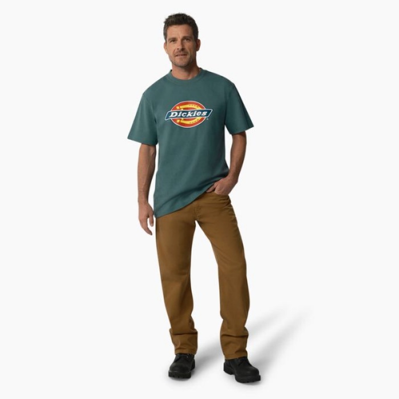 Dickies Scurte Sleeve Tri-Color Logo Grafice T-Shirt Verzi | SYJO4065