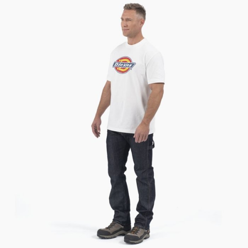 Dickies Scurte Sleeve Tri-Color Logo Grafice T-Shirt Albi | PBGB6486