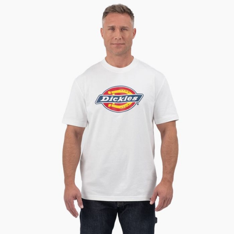 Dickies Scurte Sleeve Tri-Color Logo Grafice T-Shirt Albi | PBGB6486