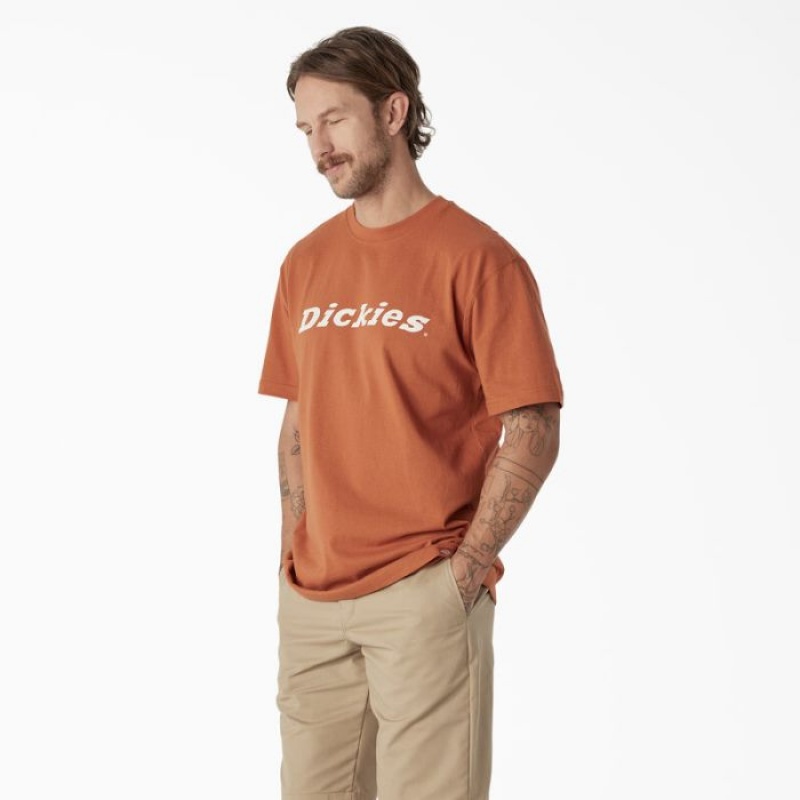 Dickies Scurte Sleeve Wordmark Grafice T-Shirt Cupru | VTBD2665