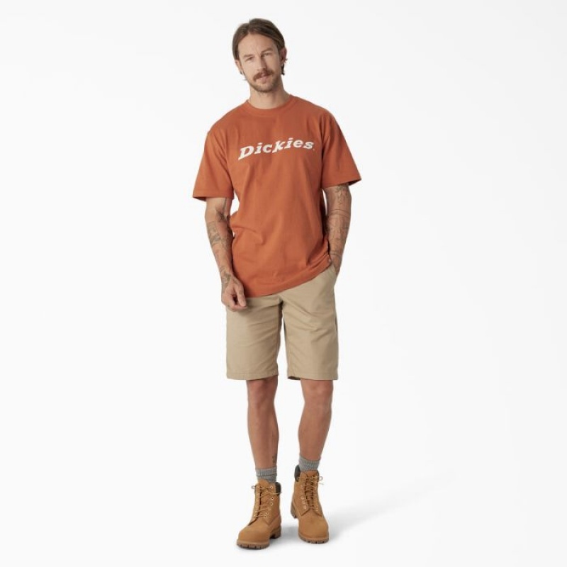 Dickies Scurte Sleeve Wordmark Grafice T-Shirt Cupru | VTBD2665