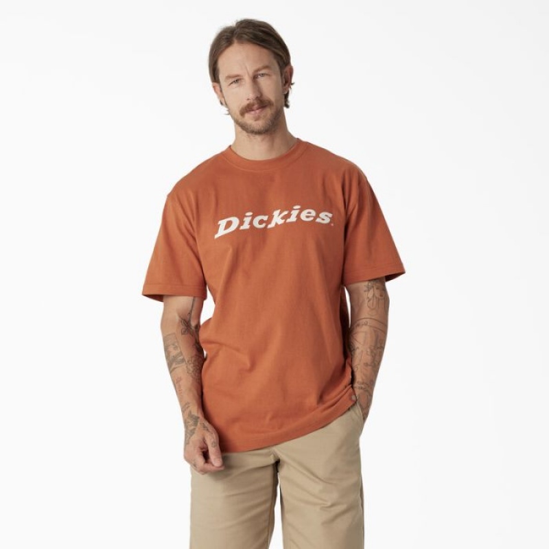 Dickies Scurte Sleeve Wordmark Grafice T-Shirt Cupru | VTBD2665
