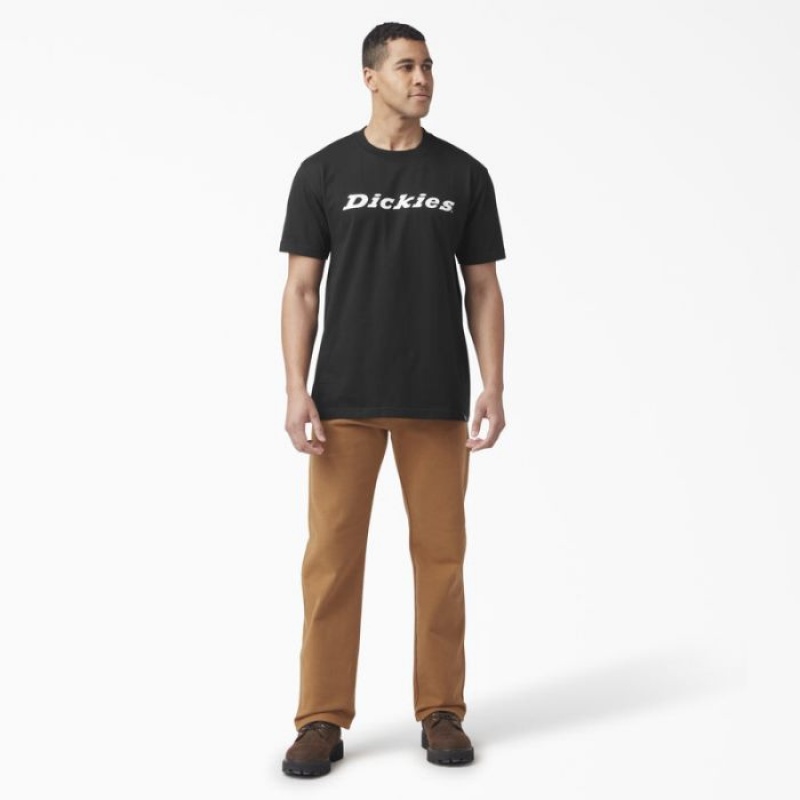 Dickies Scurte Sleeve Wordmark Grafice T-Shirt Negrii | JEPG5267