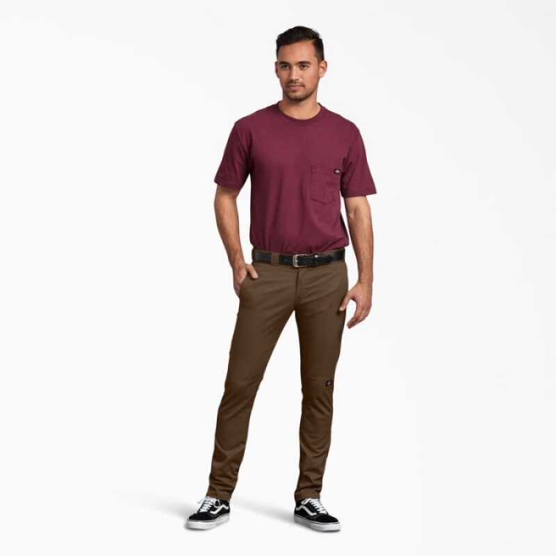 Dickies Slab Fit Double Knee Lucru Pants Maro | YVPN5892