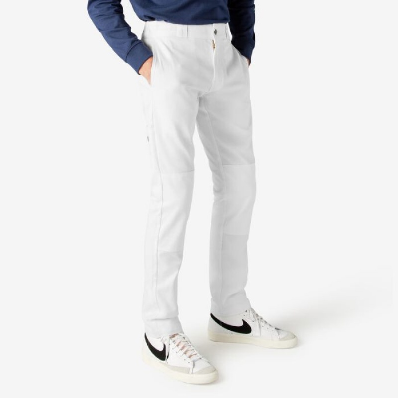 Dickies Slab Fit Double Knee Lucru Pants Albi | LYNH5158